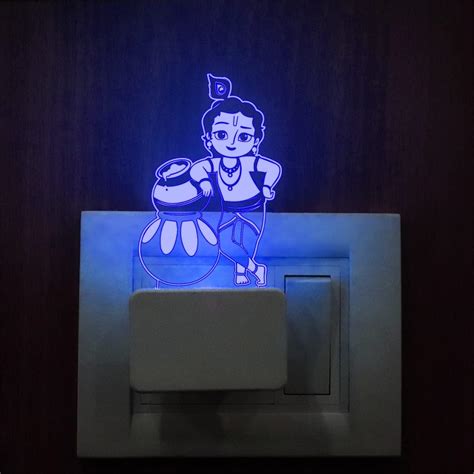 Buy StarLaser Acrylic Lord Krishna 3D Illusion Plug Night Lamp For ...