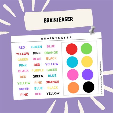 Brain Teaser Activity Worksheet For Kids (Digital Download)