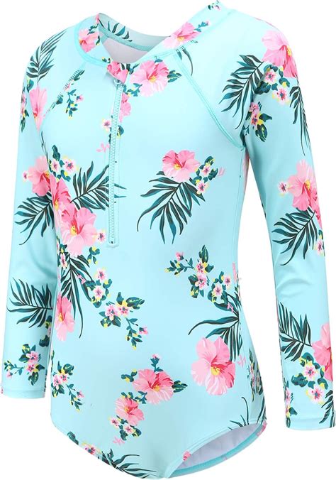 Girls Long Sleeve Rash Guard One Piece Swimsuit Kids India | Ubuy