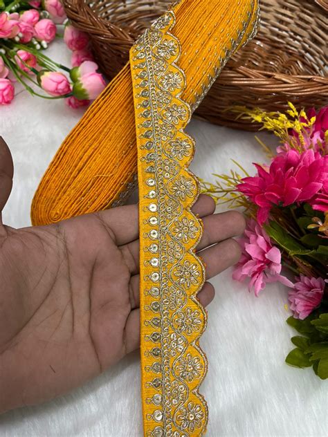 Embroidered Designer Lace – Indian Wedding Trims, Saree Border, 1.5 In ...