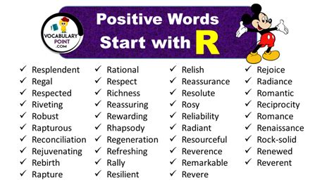 Positive Vocabulary Words that Start with R - Vocabulary Point
