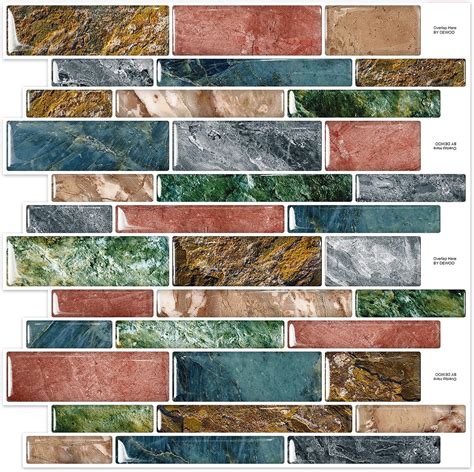 DEWOO Peel and Stick on Self Adhesive Backsplash Wall Marble Tiles 3d ...