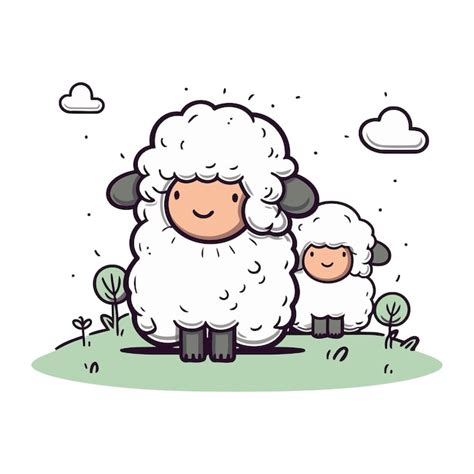 Schaap familie Leuke cartoon personage Vector illustratie voor uw ...