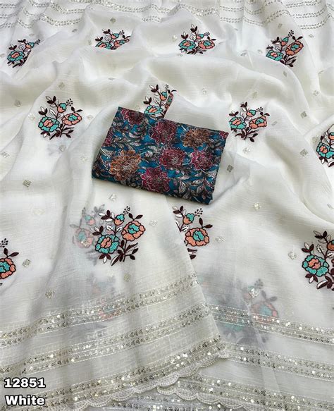 New Colors in Crunchy Design Saree White and Offwhite – Divisha Collections