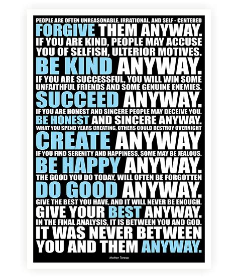 LAB NO 4 Mother Teresa Inspirational Quotes Poster Size A3 (16.5" x 11. ...