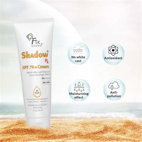 Buy FIXDERMA SHADOW RX SPF 70+ CREAM SUNSCREEN WITH MELANIN - 75 G ...