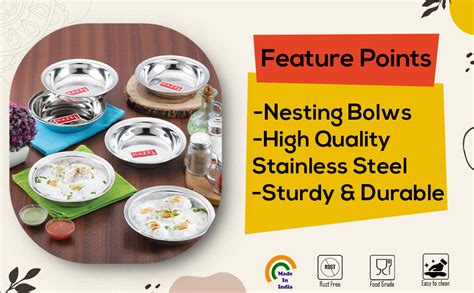 Buy HAZEL Stainless Steel Snack Bowl/Plate Set | 600 ml Each Small ...