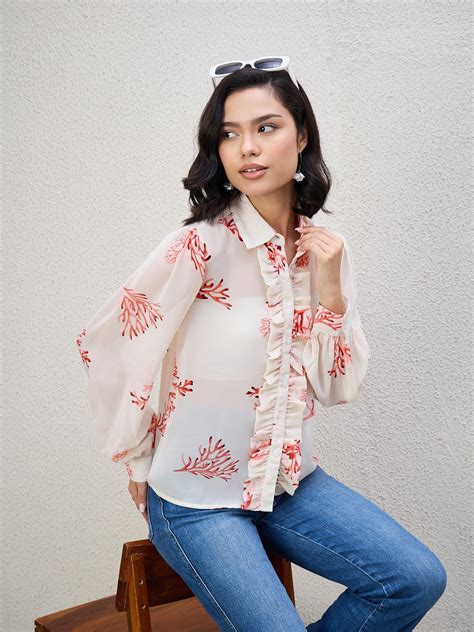 Kibo Women Western Wear Off White Shirt