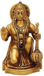 vrindavan shopi Brass Metal Made Shri Hanuman Idol (Golden, Standard ...