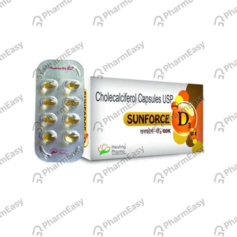 Sunforce D3 60k 60000 IU Capsule (8): Uses, Side Effects, Price ...