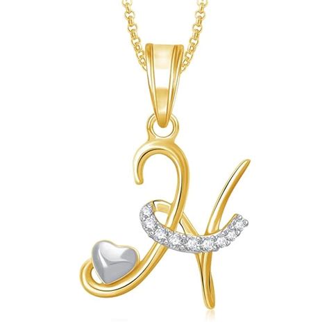 MEENAZ Stylish Jewellery Gold Plated 'H' Letter Pendant for Girls Women ...
