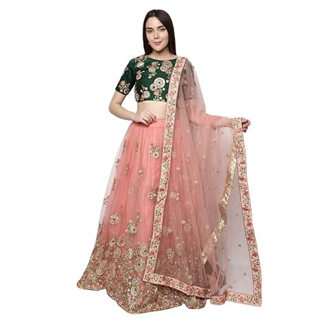 Buy PANCHHI Women's Net Semi stitched Lehenga Choli (PF-GI-5046_Pink ...