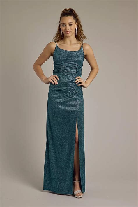Glitter Knit Sheath Prom Dress with Ruching | David's Bridal