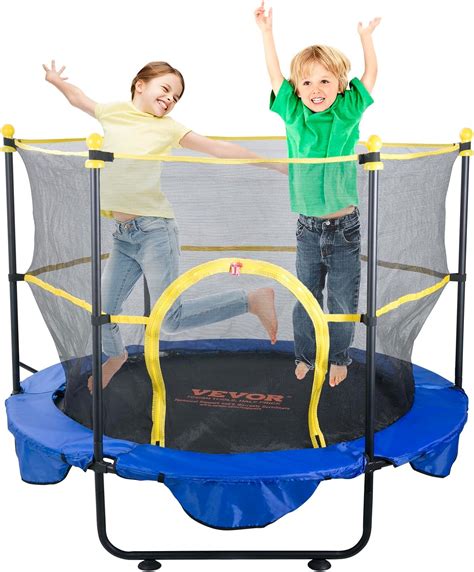 VEVOR 60" Trampoline for Kids with Enclosure Net, Toddler Trampoline ...