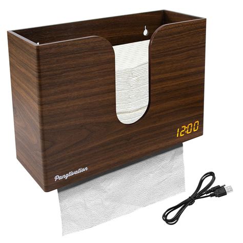Buy Paper Towel Dispenser with LED Digital Clock - Wooden Hand Towel ...