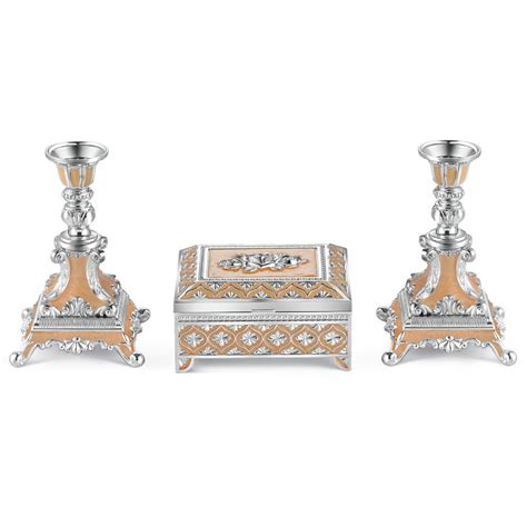 Candle Stand Set of 2 + Jewellery Box - Peach – Momentz