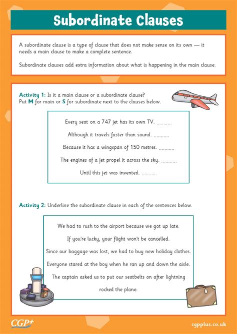 Using Subordinate Clauses and Conjunctions — Identify and Complete ...
