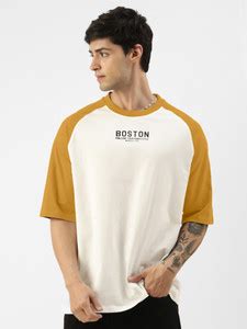 MANIAC Colorblock Men Round Neck Yellow T-Shirt - Buy MANIAC Colorblock ...