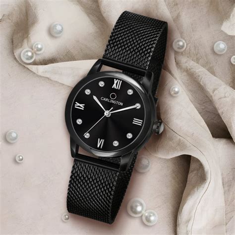 Carlington Elite Ladies Self Adjustable Mesh Strap Water Resistant Ana