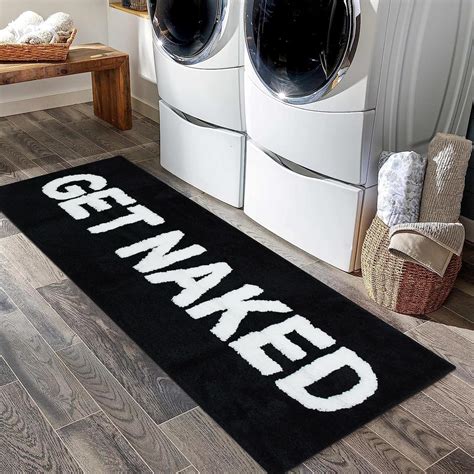 Amazon.com: Get Naked Bath Mat (Black, White) w/ Unique Scalloped Edge ...