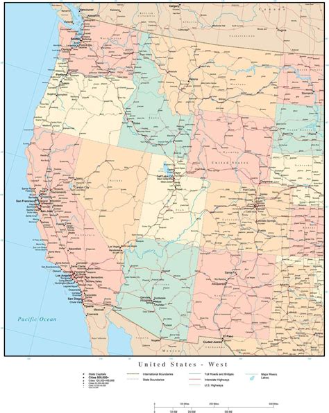 Printable Map Western United States