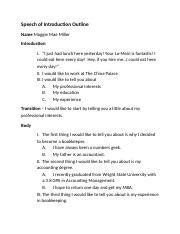 Speech of Introduction Job interview Outline example.rtf - Speech of ...