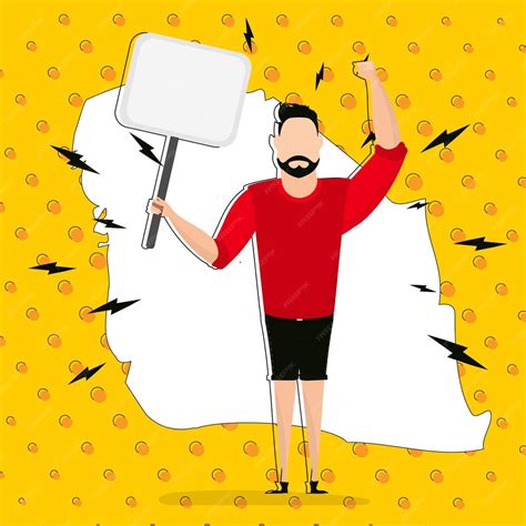 A man with an empty banner and space for your text pop art cartoon ...