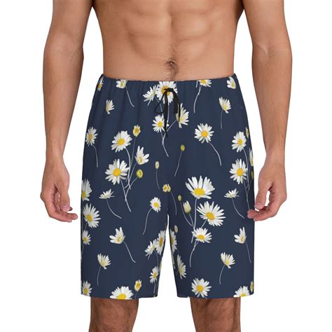 JUNZAN Daisies Flowers Pattern Sleep Pajama Shorts for Men,Men's Pajama ...