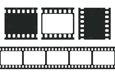 Old retro movie film strip set with grunge texture isolated on white ...