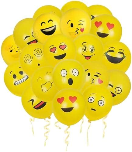 Rozi Decoration 50 Pcs Emoji Reaction Latex Yellow Balloons for ...