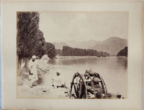 Waterwheel on the side of a Lake - Kashmir c1870's - Old Indian Photos