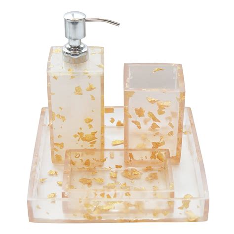 Tranquil Square | Bathroom Accessory Set | Glossy Elegant Brown Design ...