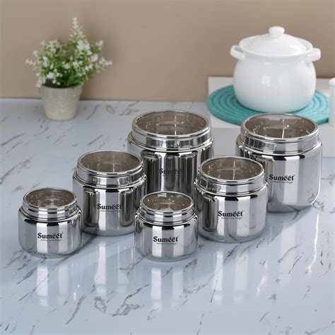 Buy Sumeet Stainless Steel Canisters/Dabba/Storage Containers for ...