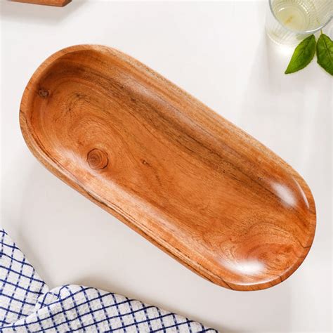 Natural Acacia Wood Oval Platter With Legs Online - Premium Platter ...