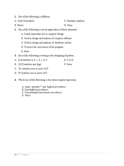 Image result for Compiler Design MCQ Questions and Answers