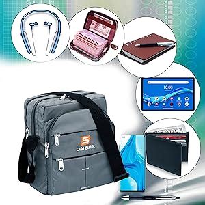 DAHSHA Nylon Stylish Small 6 Multi-Pocket Zip Closure Sling Cross Body ...