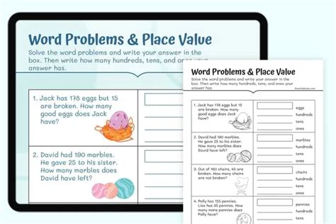 Number and Place Value Addition Word Problems 的图像结果