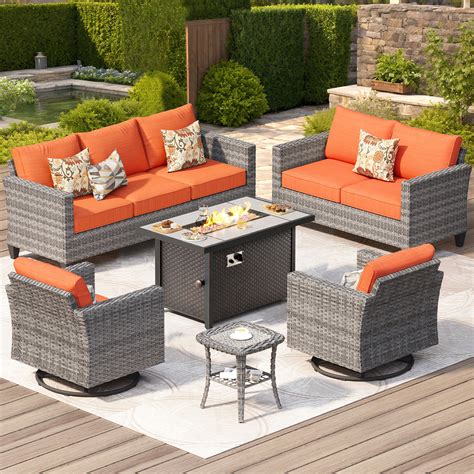 Latitude Run® 7- Person Patio Furniture Set With Swivel Rocker, Outdoor ...