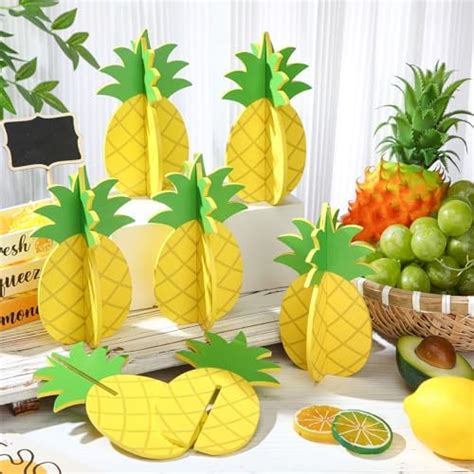 Threehoney 6 Pcs Wooden 3D Pineapple Centerpieces for Tables Wood ...