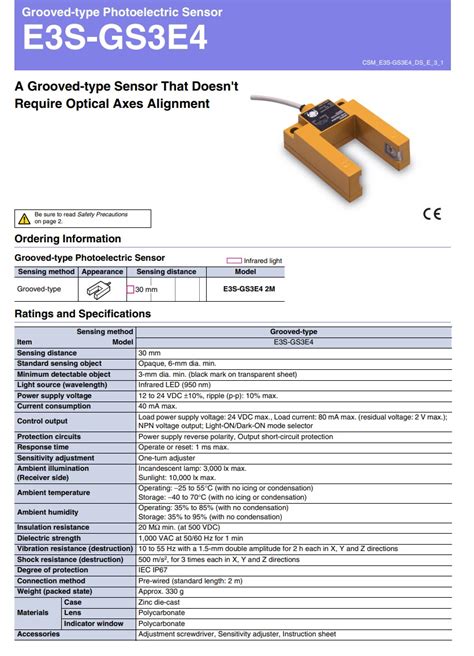 Photoelectric Sensors - Grooved, E3S-GS3 | OMRON | MISUMI