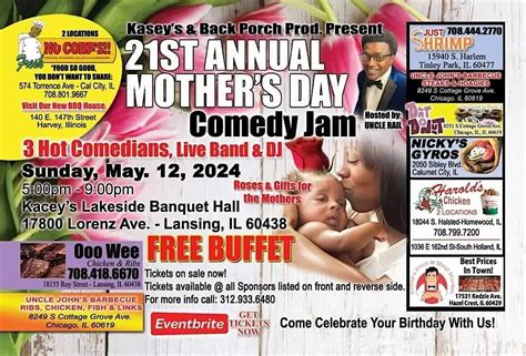 Mothers Day Comedy Jam, Kacey's Lakeside Banquet Hall, Lansing, 12 May ...