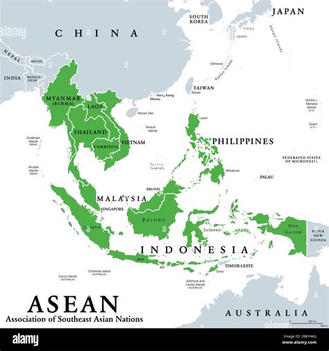 ASEAN member states, political map. Association of Southeast Asian Nations, a regional ...
