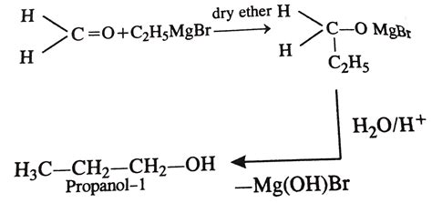 The product formed by the treatment of formaldehyde and ethyl magnesium ...