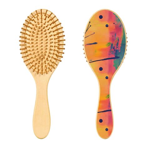 Rounded Tip Hair Brush with Rubber Cushion 9.25" Wooden Scalp Massage ...