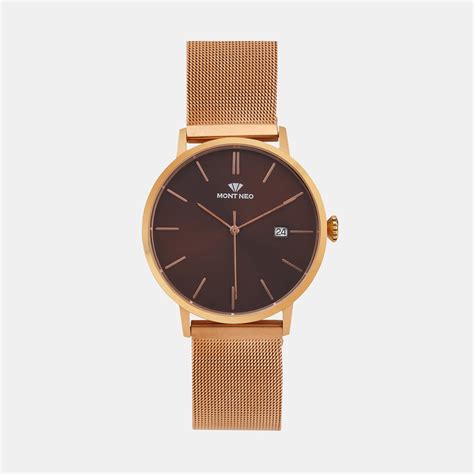 Men Quartz Brown Dial Analog Mesh Watch 7006E-B3306 – Mont Neo