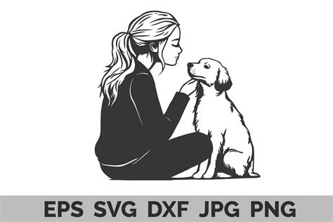Girl and Dog Silhouette Best Friends Graphic by svgstudiofiles · Creative Fabrica