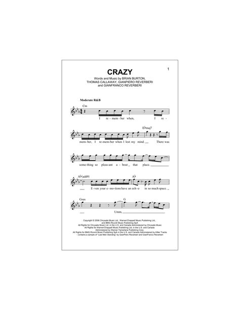 Gnarls Barkley Crazy Chords - Sheet and Chords Collection