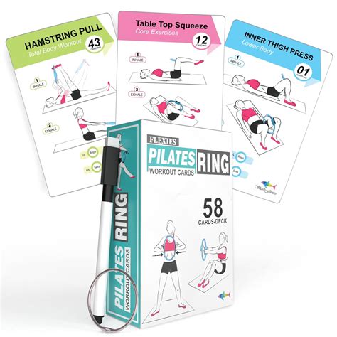 Flexies Pilates Ring Workout Cards -58 Exercise ring Card with Pilates ...