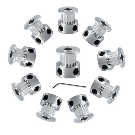 Newwish GT2 Pulley 20 Teeth 6.35mm Bore Width 6mm Aluminum 20T Timing ...