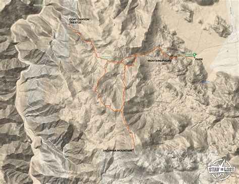 Map of Jacumba Mountain via Mortero Palms and Goat Canyon Trestle - Stav is Lost